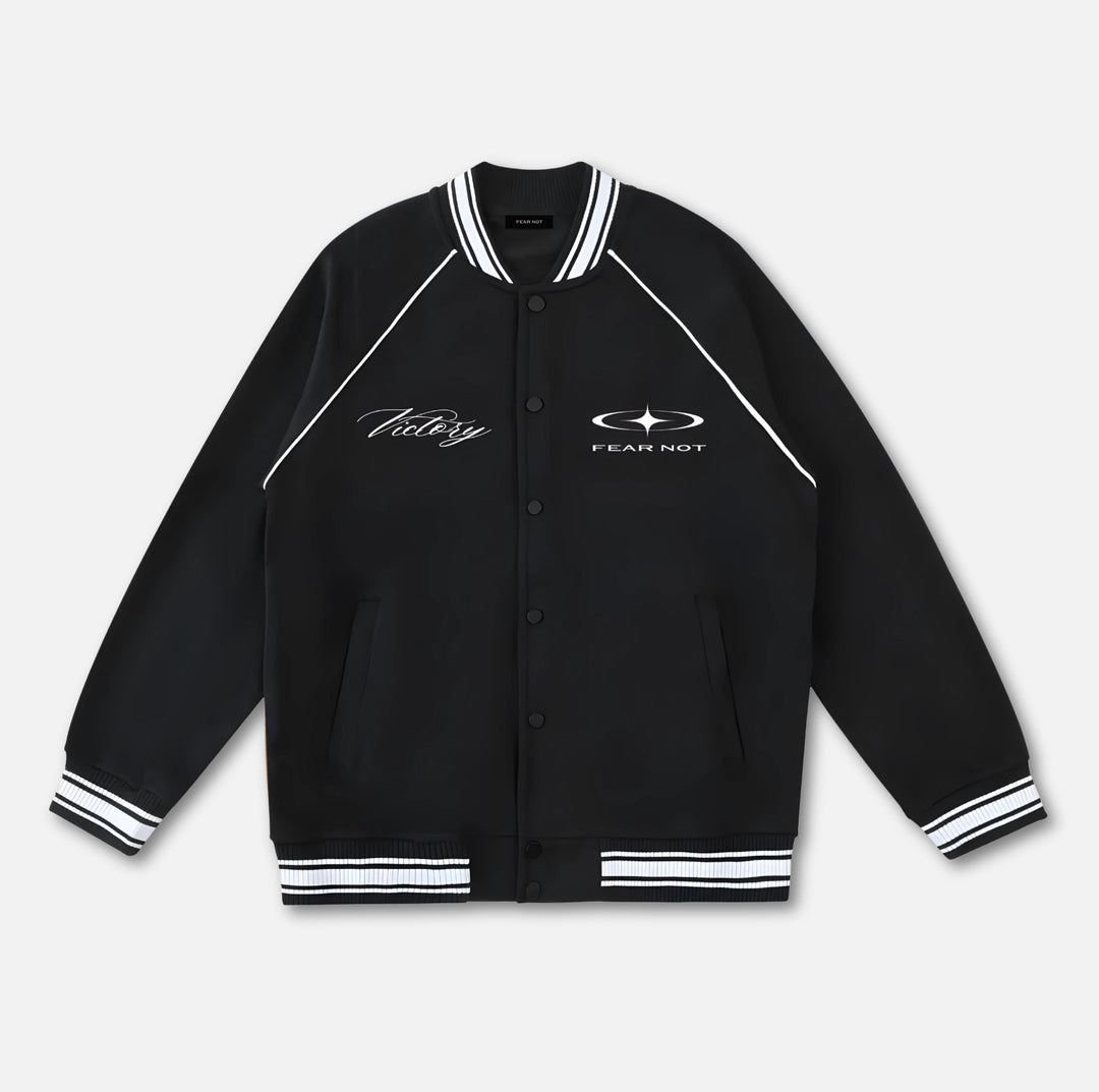 316 Contrast Trim Varsity Jacket Black 2XS 