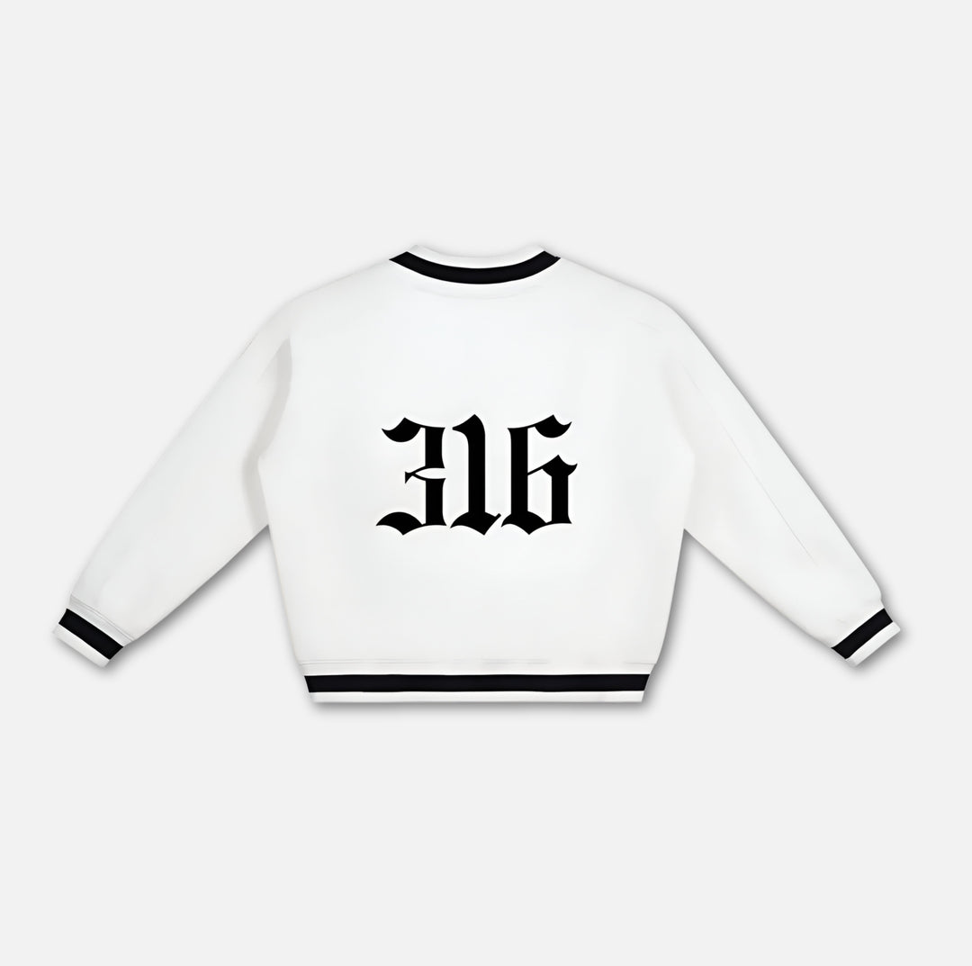 316 Crest V-Neck Sweatshirt - White 