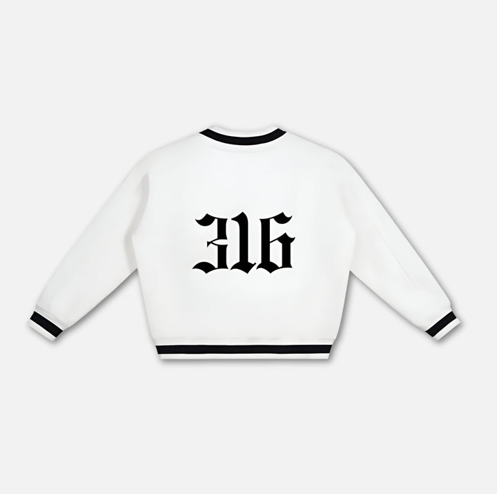 316 Crest V-Neck Sweatshirt - White 