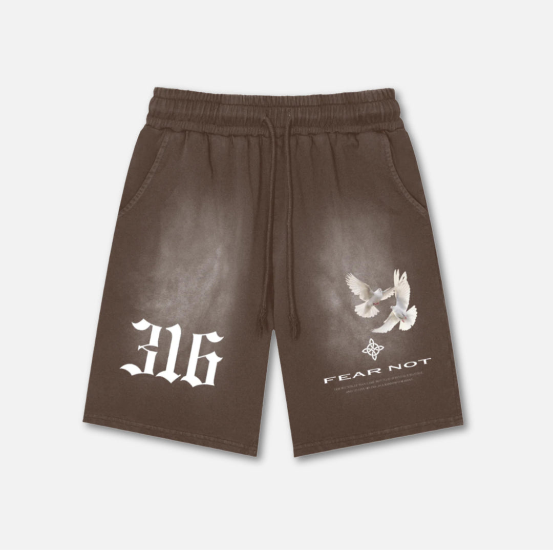 316 Dove Washed Cotton Shorts Brown S 
