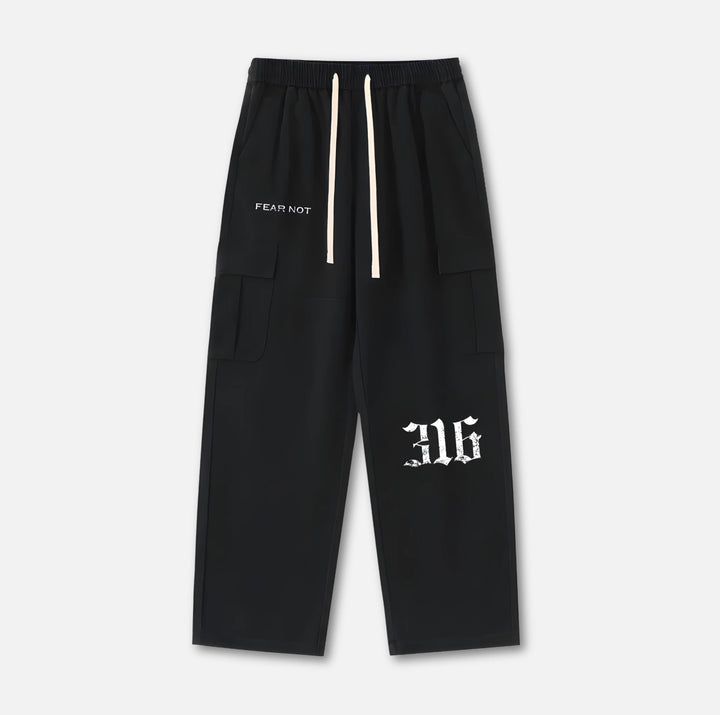 316 Drawstring Cargo Pants Black S 