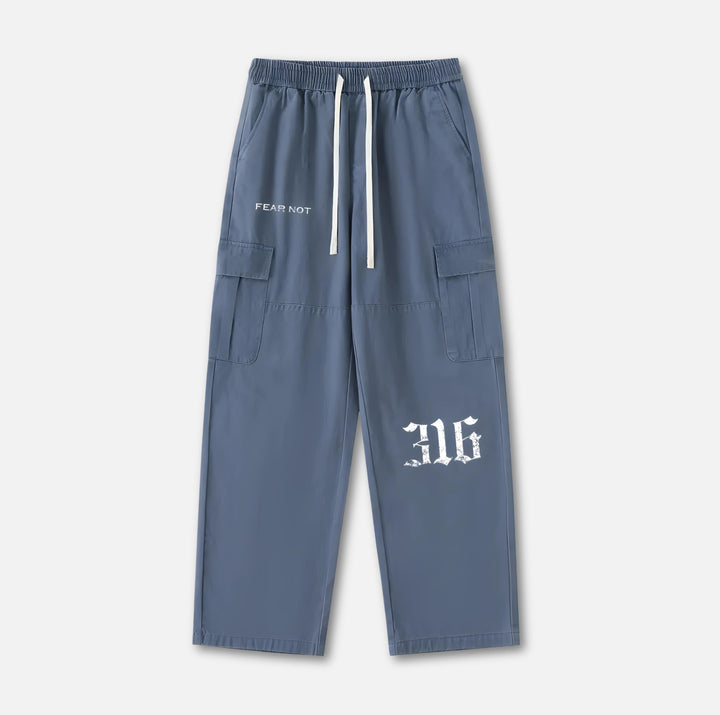 316 Drawstring Cargo Pants Blue S 