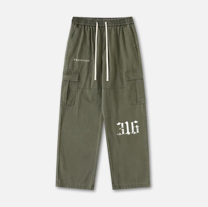 316 Drawstring Cargo Pants Green S 