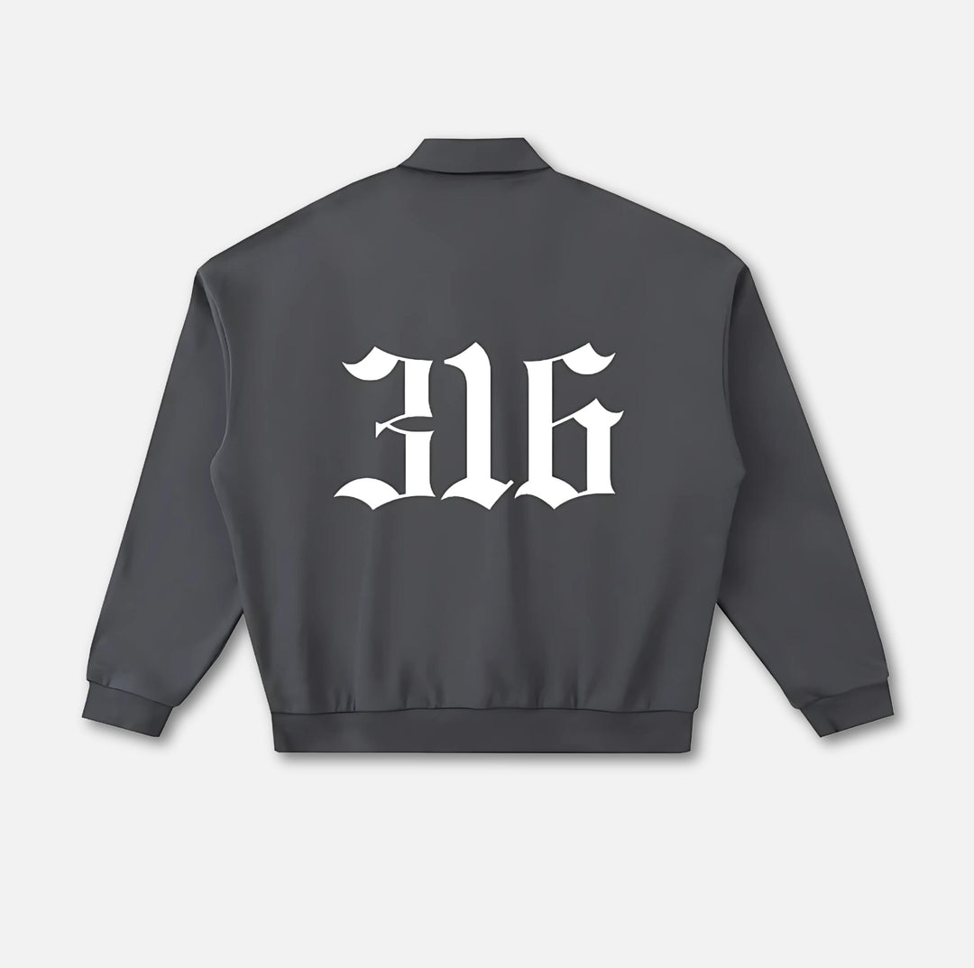 Crest Long-Sleeve Polo Sweatshirt 