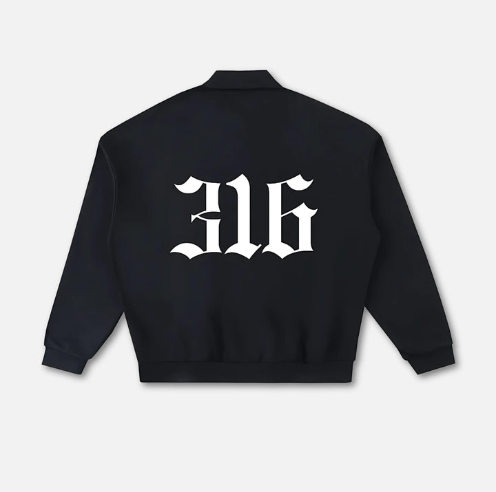 Crest Long-Sleeve Polo Sweatshirt 