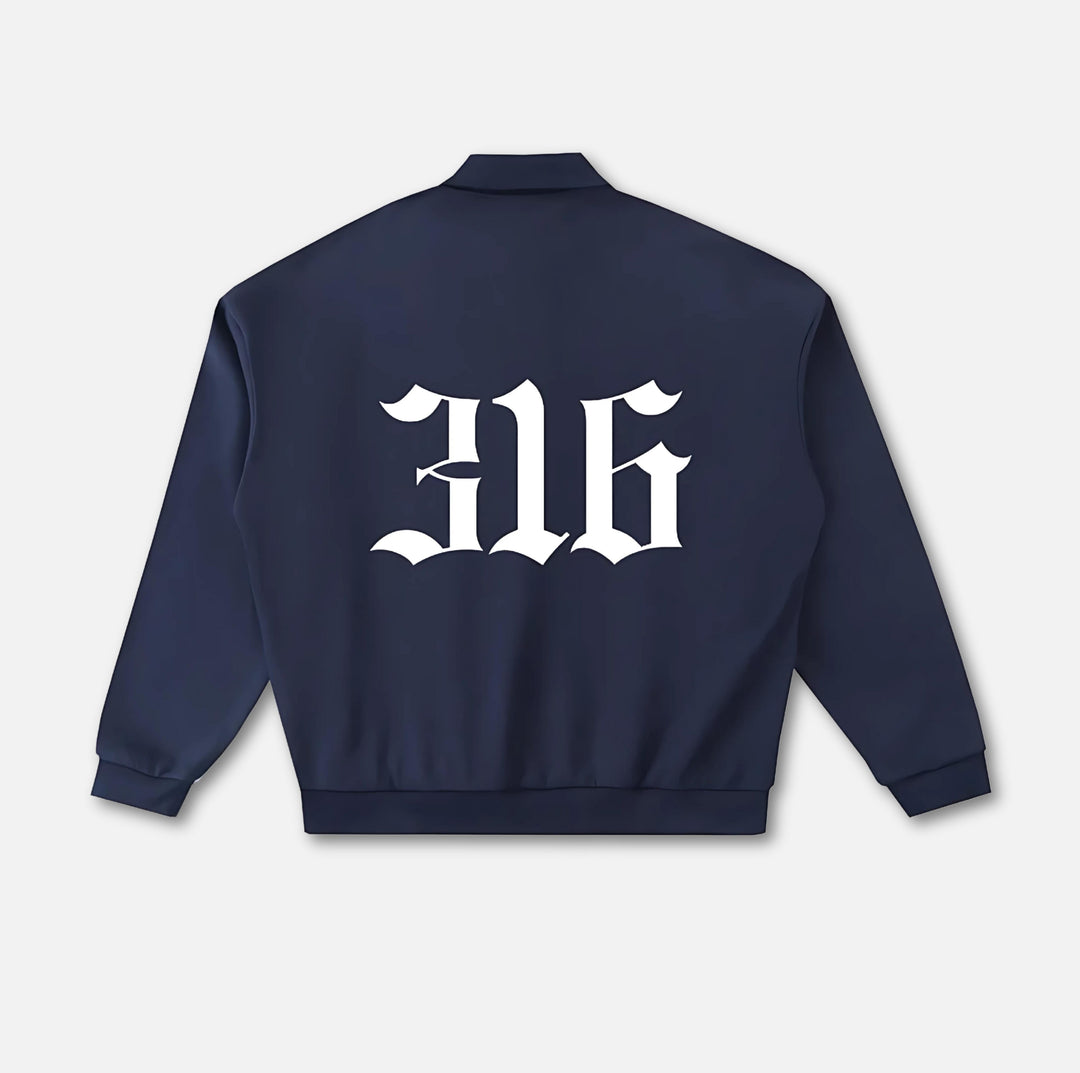 Crest Long-Sleeve Polo Sweatshirt 