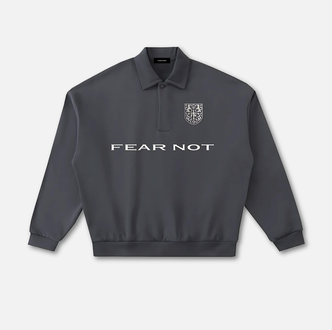 Crest Long-Sleeve Polo Sweatshirt Gray S 