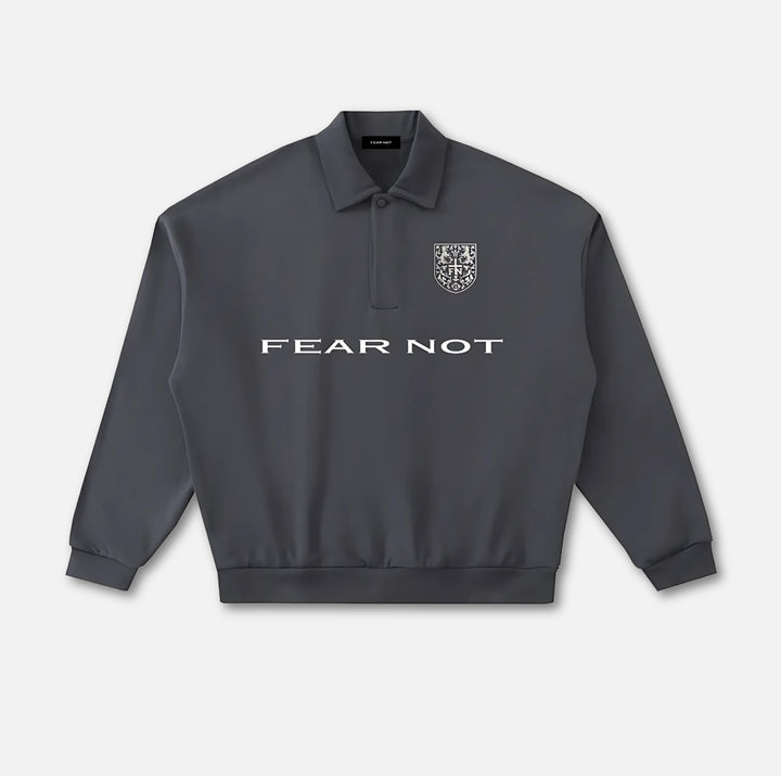 Crest Long-Sleeve Polo Sweatshirt Gray S 