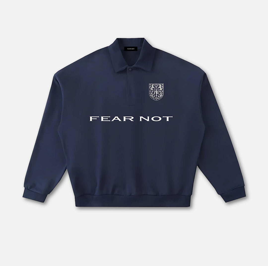 Crest Long-Sleeve Polo Sweatshirt Navy Blue S 