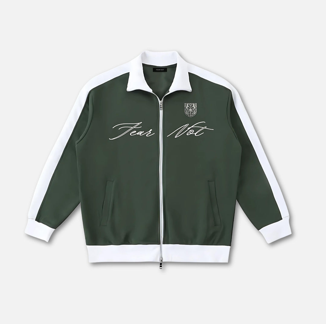 Crest Script Contrast Trim Jacket Green 2XS 