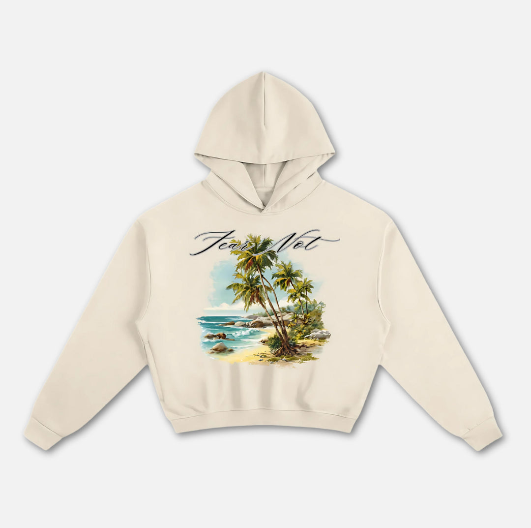 Paradise Palms Boxy Hoodie Apricot S 