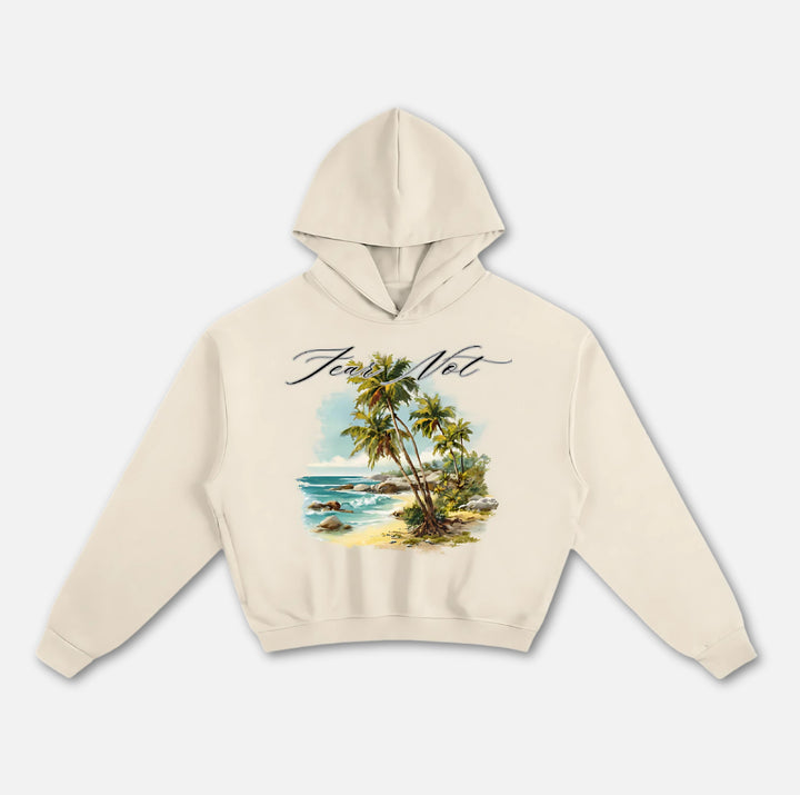 Paradise Palms Boxy Hoodie Apricot S 