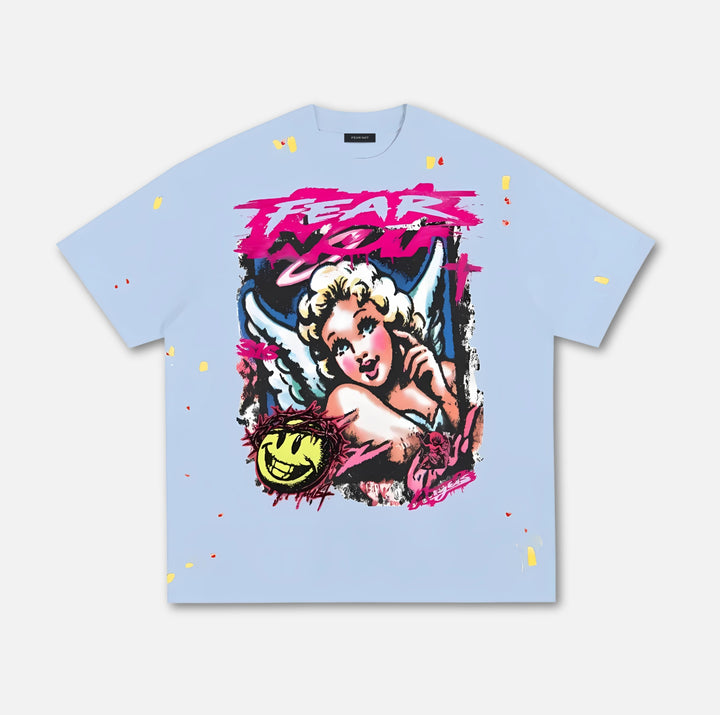Retro Angel Painted Tee Light Blue S 