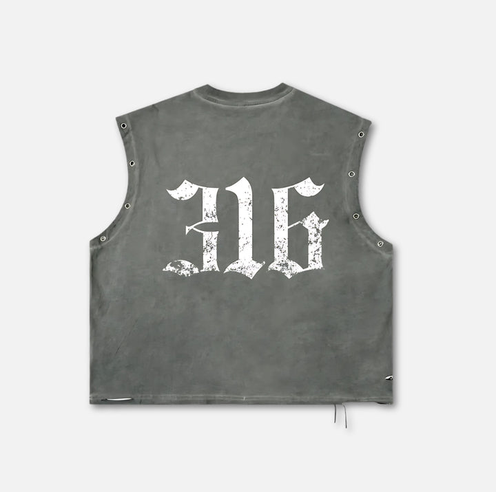 Smiley Savior Distressed Tank Top 
