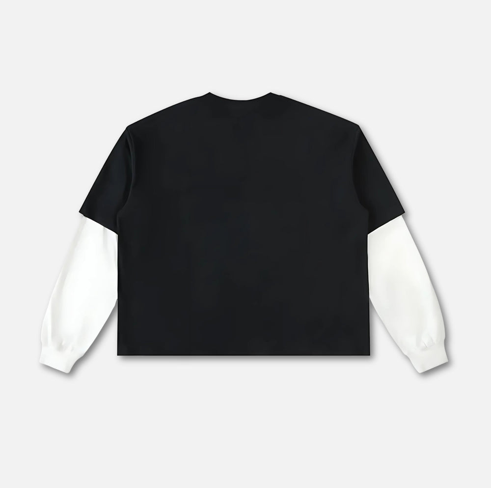 Starcross Layered Contrast Sleeve Tee - Black 
