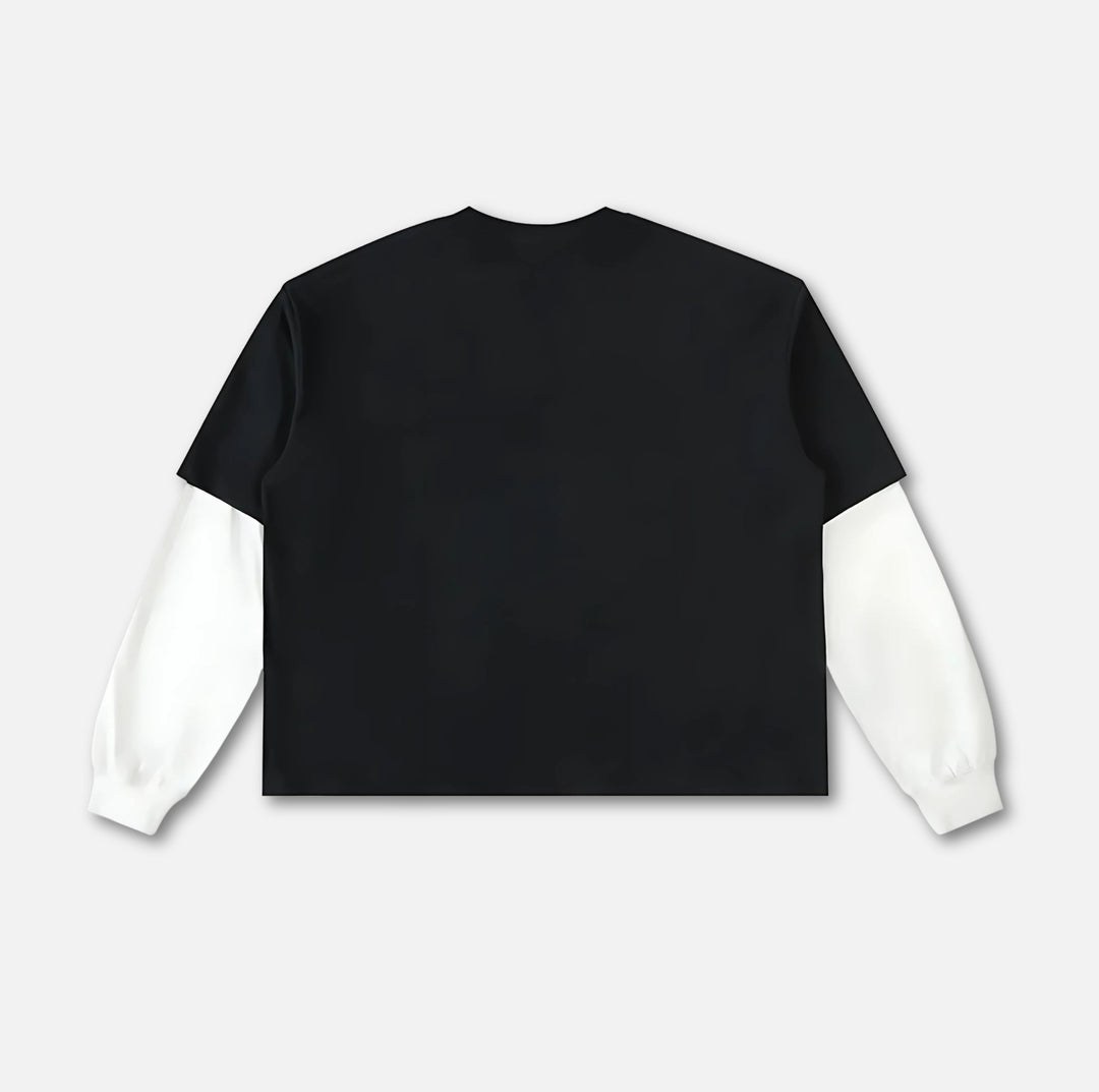 Starcross Layered Contrast Sleeve Tee - Black 