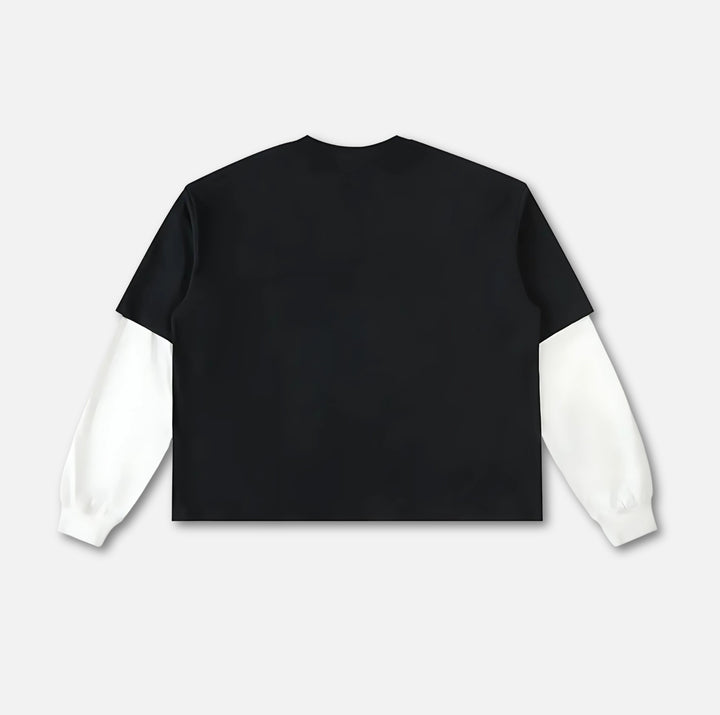 Starcross Layered Contrast Sleeve Tee - Black 