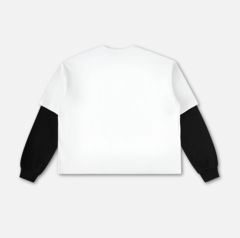 Starcross Layered Contrast Sleeve Tee - White 