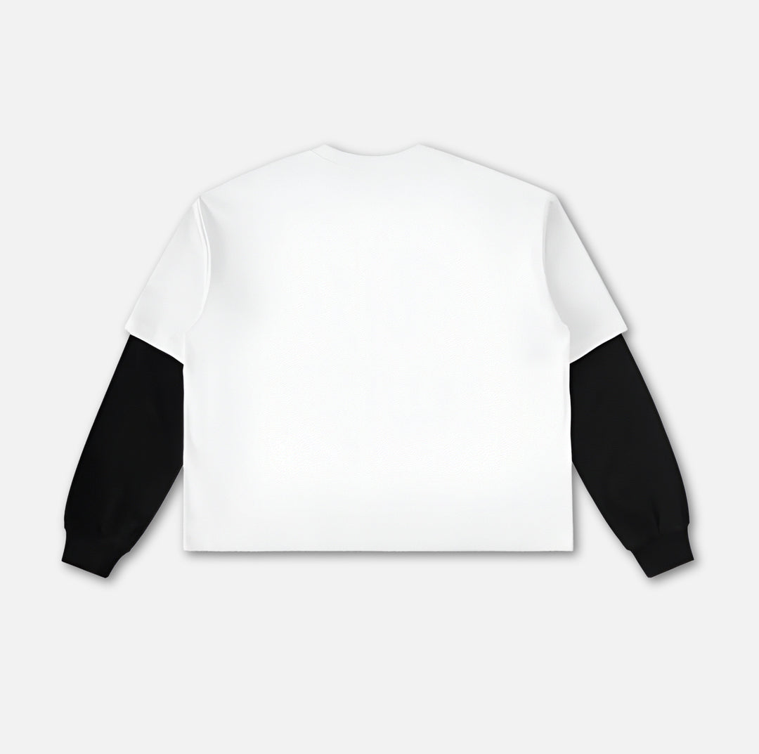 Starcross Layered Contrast Sleeve Tee - White 