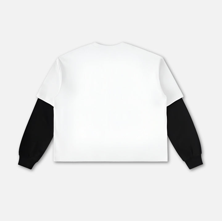Starcross Layered Contrast Sleeve Tee - White 
