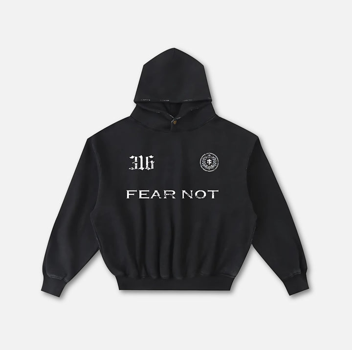 Wreath Crest Frayed Hoodie Black S 