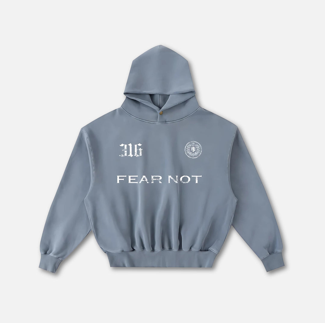 Wreath Crest Frayed Hoodie Blue S 