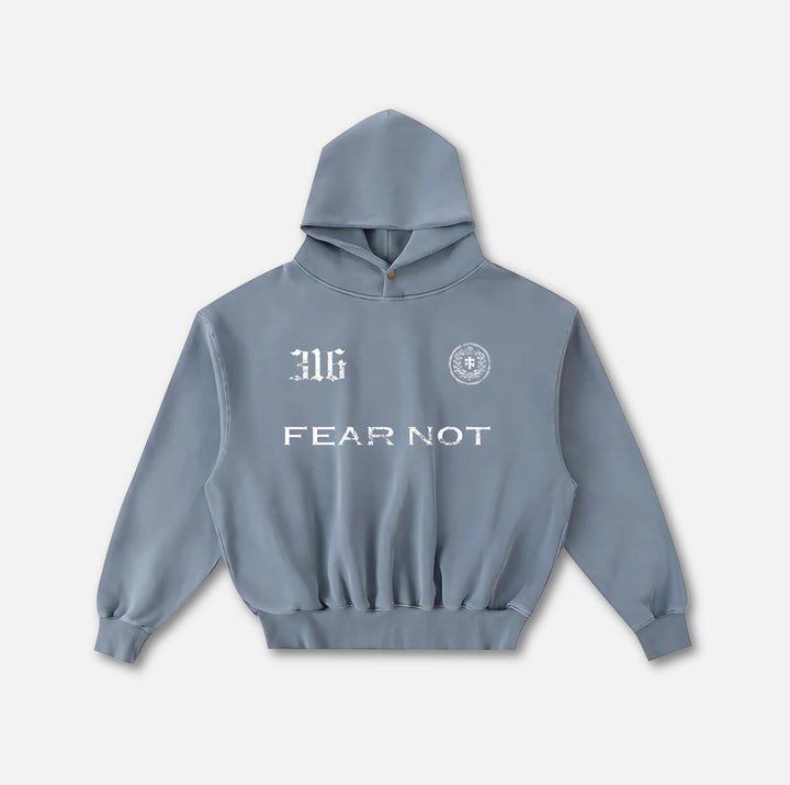 Wreath Crest Frayed Hoodie Blue S 