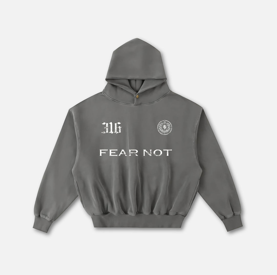 Wreath Crest Frayed Hoodie Dark Gray S 