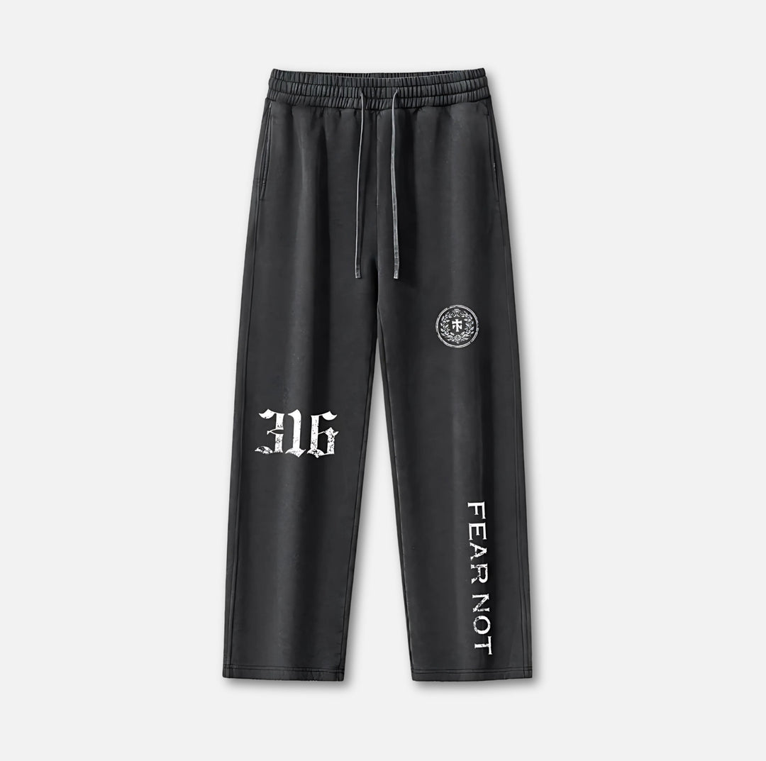 Wreath Crest Frayed Sweatpants Black S 