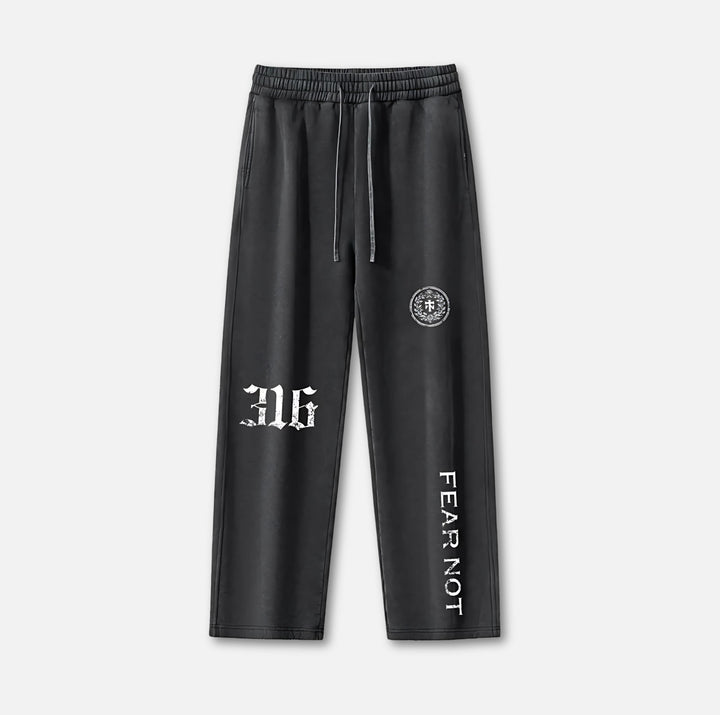 Wreath Crest Frayed Sweatpants Black S 