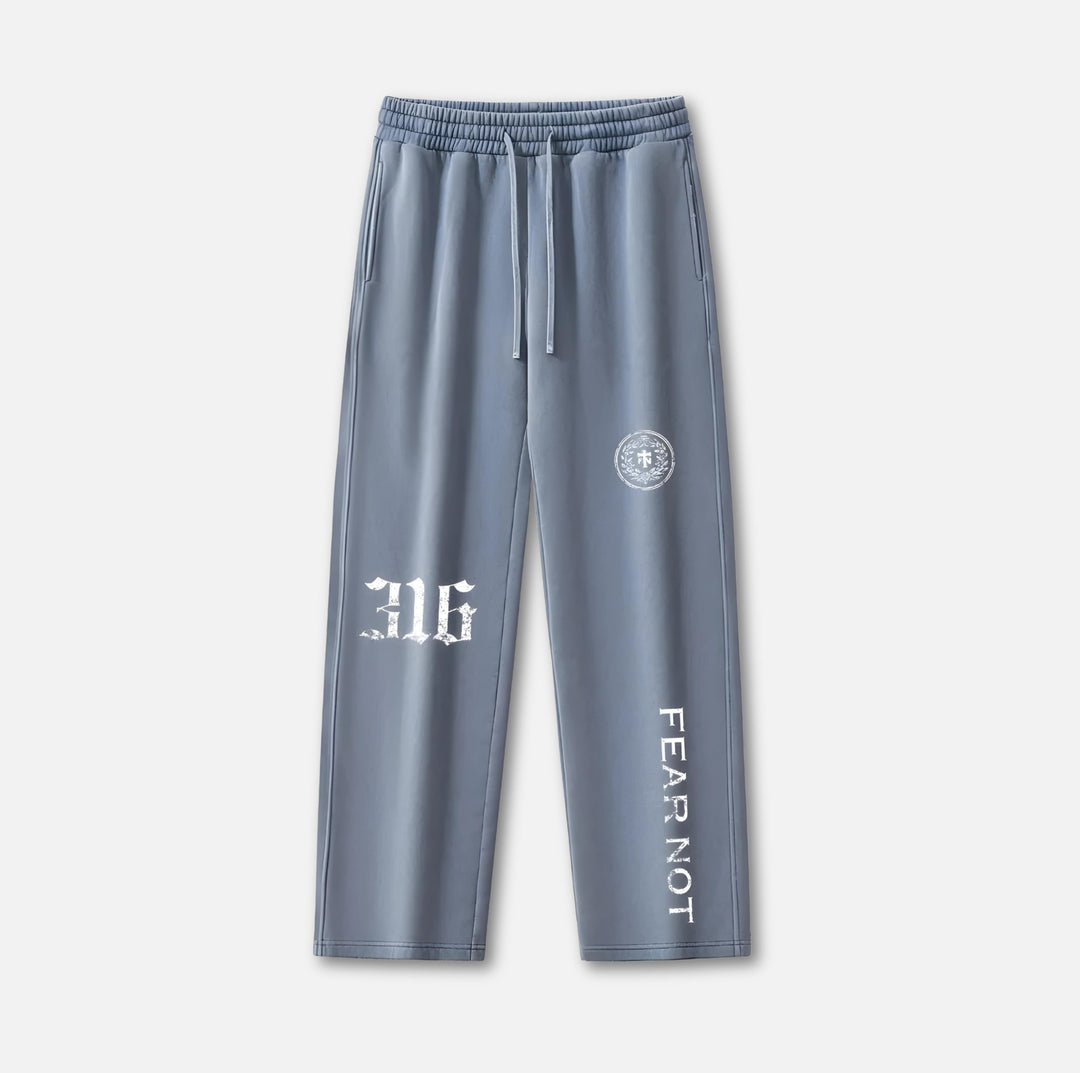 Wreath Crest Frayed Sweatpants Blue S 