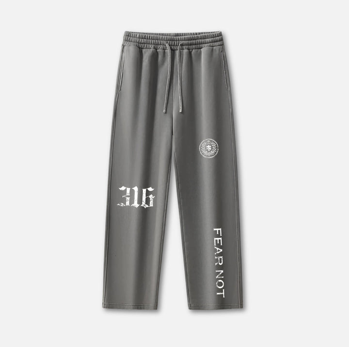 Wreath Crest Frayed Sweatpants Dark Gray S 
