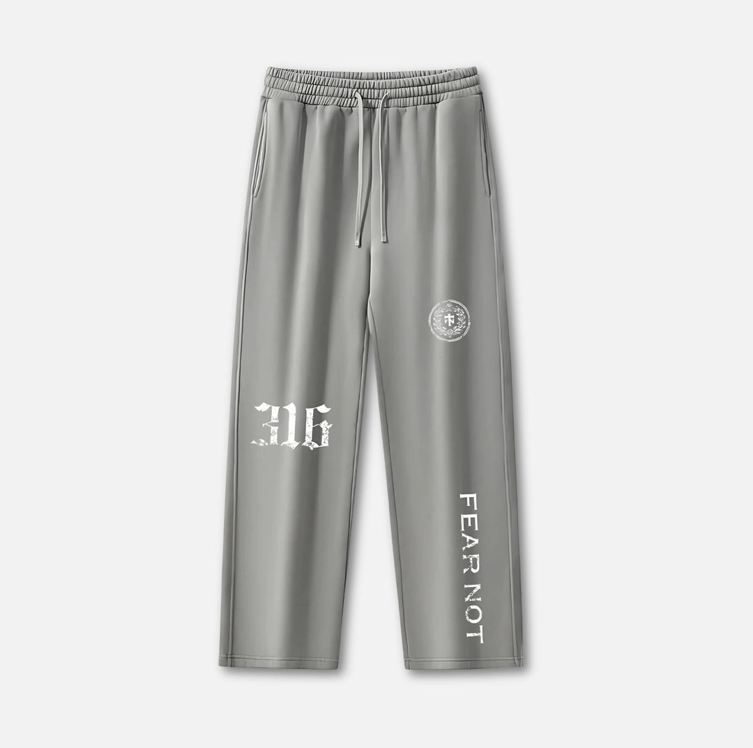 Wreath Crest Frayed Sweatpants Light Gray S 