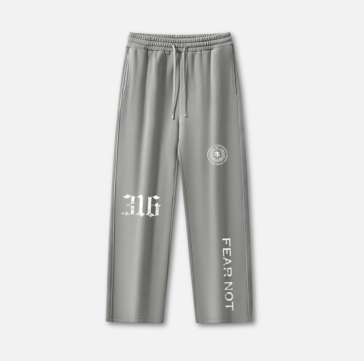 Wreath Crest Frayed Sweatpants Light Gray S 