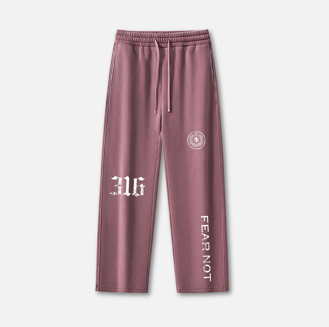 Wreath Crest Frayed Sweatpants Red S 