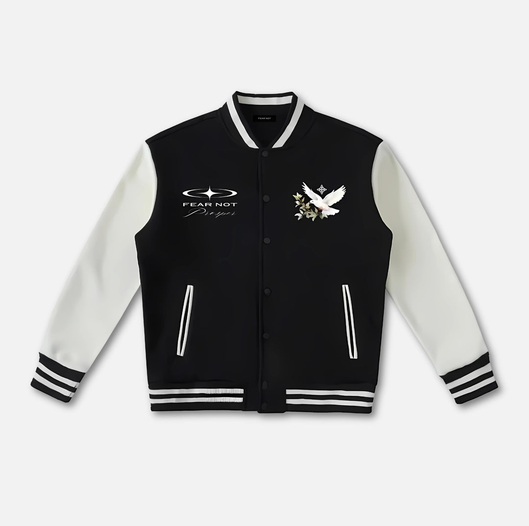 Wreath Dove Varsity Jacket Black XS 