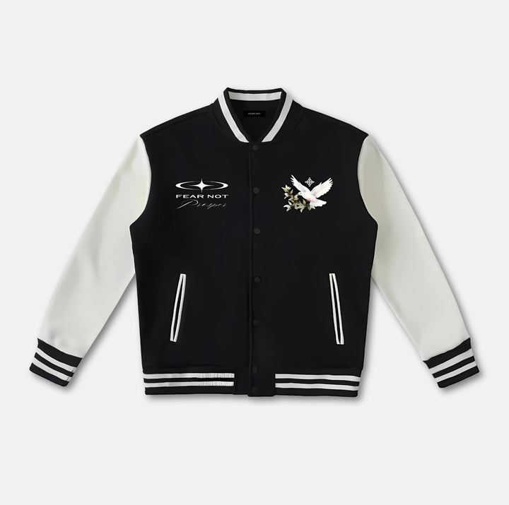 Wreath Dove Varsity Jacket Black XS 