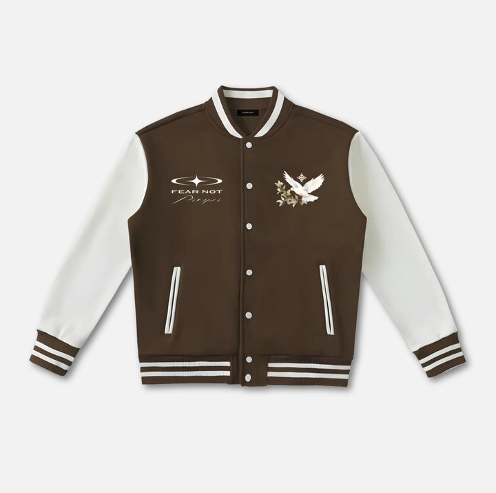 Wreath Dove Varsity Jacket Coffee XS 