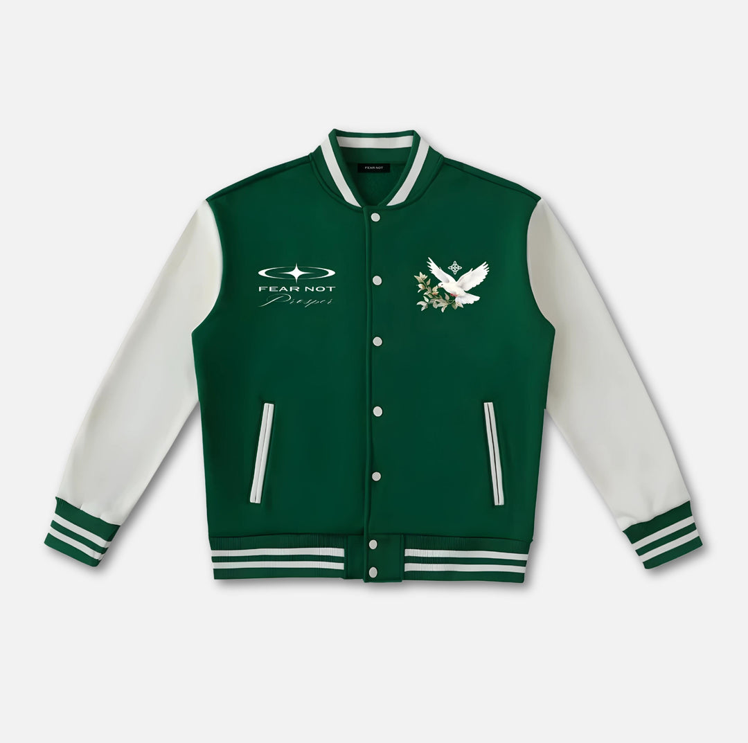 Wreath Dove Varsity Jacket Green XS 