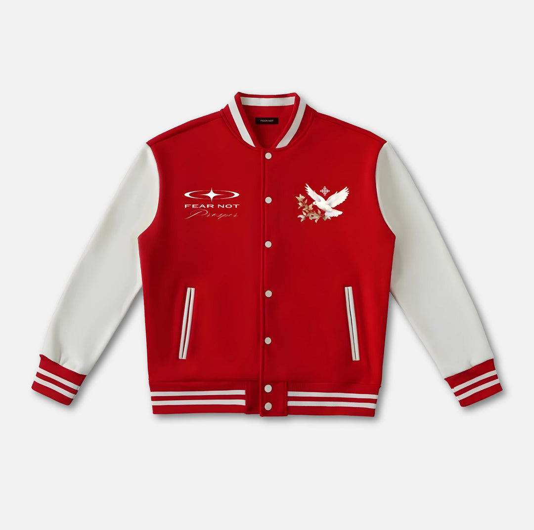 Wreath Dove Varsity Jacket Red XS 
